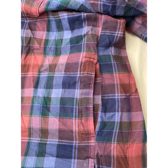 LLBean Plaid Flannel Lined Hooded Shirt Jacket Men's Medium Blue Pink Green - Picture 7 of 10